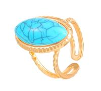 Moules Nettoyeur Bijoux Gemstone December Birthstone Open Adjustable Statement Ring Gold Plated Stainless Stackable Rings For Women Trousse Ronds Anneaux (Sky Blue, One Size)