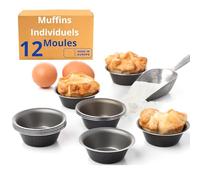 Moules pastel nata muffins flanes mini quiche flan | Lot de 12 moules | Moules à cupcakes individuels muffins, pâtisseries flanes, mini quiche flan ramekins | AntiadhéSif | Lot de 12 moules