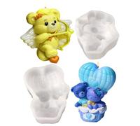Moules pour bougie, moule de moulage de dessin animé, moules de en silicone en forme d'ours stéréo 3D, pour rencontrer les couples, les vacances, les mariages, les anniversaires, la fête des