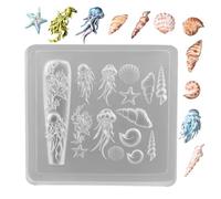 Moules pour Charme d'Ongles, Moule de Sculpture pour Manucure, Moules en Silicone à Motifs Marins 3D pour Création de Bijoux en Résine Époxy et Décoration Intérieure