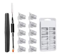 Moules pour Faux Ongles, Kit de Manucure Extension, Plastique Blanc | Transparentes, Stylo Double, Lime Sable Noire, 10 Pinces Cristal, Rangement Maison