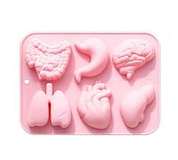 Moules pour organes du corps | Cerveau, cœur, foie, intestinal, poumon, ventre, bonbons | Moule de cuisson d'Halloween à 6 cavités pour fondant, gâteau, chocolat, bonbons, dessert, pudding