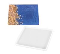 Moules rectangulaires en résine époxy, moule en silicone pour loisirs créatifs, bijoux, décoration d'intérieur, bonne idée pour créer des plateaux et des sous-verres (19,8 x 15,7 x 1,2 cm)