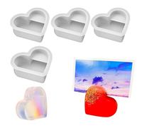 Moules Résine en Forme de Coeur,4 PCS Silicone Résine époxy Forme de Cœur Moule Resine Epoxy en Forme de Cœur,Porte-Cartes de Visite Ornements Décorations pour La Maison