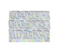 Moules robustes à effet holographique arc-en-ciel pour lettres de l'alphabet et chiffres - Accessoire portable pour loisirs créatifs - Utilisation quotidienne - Moules à bijoux faits à la main
