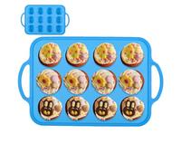 Moules ronds en silicone - Moule à muffins avec 12 cavités - de cuisson multifonction de qualité alimentaire pour pudding, gelée, mini gâteaux, gelée, brownie