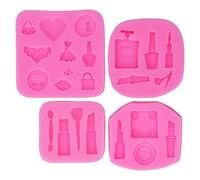 Moules Silicone Outils de Maquillage 4 Pièces, Silicone Alimentaire Antiadhésif, Résistant et Souple, Rose - Durable et Réutilisable, Idéal pour Gâteaux, Glace et Pain