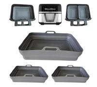 Moules silicone pour friteuse à air double panier, lot de 3 : 1 moule 9 L + 2 moules 4,5 L, compatibles Cecotec 9 litres, pliables et réutilisables.