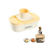 Moulin à ail 2 en 1 - Moulin à ail et gingembre - Mini accessoire de cuisine - Avec son propre récipient - Presse-ail en acier inoxydable - Broyage et coupe multifonctions (jaune)