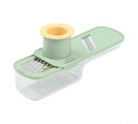 Moulin à ail 3 en 1 avec récipient - Râpe zesteur en acier inoxydable pour fromage au citron - Trancheuse à main - Gadget de cuisine 5,1 x 4 x 15,5 cm (vert)