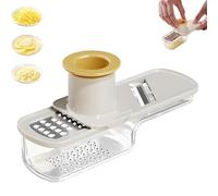 Moulin à ail multifonction 3 en 1 avec protège-main et récipient, hachoir manuel à gingembre et coupe-légumes pour la cuisine, facile à nettoyer (blanc)