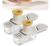 Moulin à ail multifonction, mini-trancheuse avec récipient, râpe et gingembre 3 en 1 protège-main, facile nettoyer for la cuisine(White*2)