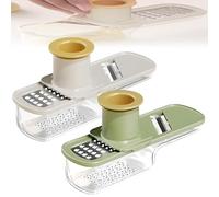 Moulin à ail multifonction, mini-trancheuse avec récipient, râpe et gingembre 3 en 1 protège-main, facile nettoyer for la cuisine(Green+White)