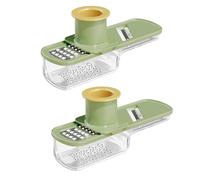 Moulin à ail multifonctionnel, mini trancheuse à ail et râpe à gingembre, mandoline 3 en 1 avec récipient, broyeur pour cuisine (2 pièces-C)