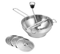 Moulin à aliments - 547 g - Moulin de cuisine ergonomique, outil de purée manuel, 3 disques interchangeables | Presse-purée en acier inoxydable pour pommes de terre, compote de pommes, nourriture