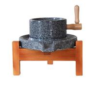 Moulin à café Artisanal en Pierre - Petit Moulin à café Manuel avec Support en Bois, Pierre en sisal Noir, 22 cm, meule de Style Vintage, Convient à la préparation du café à la Maison.