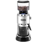 DeLonghi Moulin à café électrique Dedica KG 521.M, écran LCD 2,1 pouces avec fonction arôme, boîtier entièrement métallique, moulin à cône en acier inoxydable, réglage de mouture réglable, argent
