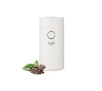 Moulin à Café Electrique, Graines et Noix, Double Lame Acier, Capacité 75g,, AD4446-WS, 150, Blanc