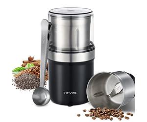Moulin à Café Électrique KYG pour Graines, Poivre, Graines de Lin avec Bol Amovible, Moulin à Épices 300W, Tasse en Acier Inoxydable Lavable