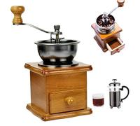 Moulin à café manuel 2 en 1, moulin à café manivelle avec pot, petit outil portable vintage pour la maison, le bureau, les voyages, main marron clair