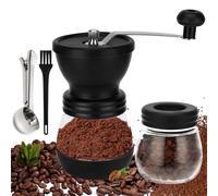 Moulin à Café Manuel Manche En Acier Inoxydable Broyeur Cafe Grain Avec Deux Bocaux En Verre, Brosse De Nettoyage*1, Convient Pour Le Café Expresso, La Maison, Le Bureau, Les Voyages Et Le Camping