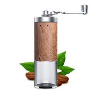 Moulin à Café Manuel, Petit Moulin à Café Domestique en Acier Inoxydable avec Grain de Bois pour Moudre les Grains de Café, les Céréales, les Epices, les Noix, les Comprimés