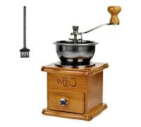 Moulin à café manuel rétro avec base en bois, grossièreté réglable et brosse amovible pour expresso, moulin à café à manivelle pour à froid
