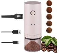 Moulin à café portable avec 38 réglages de mouture, voyant lumineux, fraise conique en céramique à 5 lames, démarrage par bouton et arrêt automatique, machine à café expresso électrique portative avec