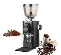 Moulin à café professionnel 350 W, meule plate en acier inoxydable de 64 mm, broyeur électrique for grains de café de 453 g, double dosage(Black)