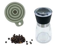 Moulin à épices, entonnoir et poivre noir bio Aromandise