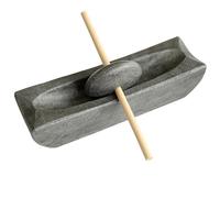 Moulin à épices manuel pour grains de thé et de café - Ensemble pilon à rouleau en pierre bleue pour meulage de style traditionnel de la dynastie de la chanson