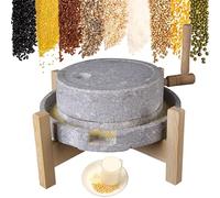 Moulin à grains de pierre à manivelle - Broyeur en granit naturel pour fraisage à sec/humide, parfait pour faire du tofu, du lait de soja et de la pâte de sésame à la maison