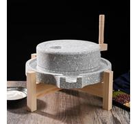 Moulin à grains de pierre manuel avec poignée - Moulin en pierre naturelle avec base en bois facile à nettoyer - Moulin à farine traditionnel robuste pour la maison et la cuisine (30 + 35 cm)