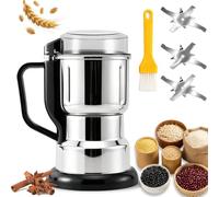 Moulin à grains électrique - Moulin à farine en acier inoxydable 304 pour la maison, adapté pour broyer le blé, le maïs, l'avoine, le mil, les grains de café, 500 g