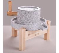 Moulin à grains en pierre naturelle facile à nettoyer pour farine, grains de riz et café - 30/45 cm Base en bois durable, parfait pour un usage domestique