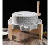 Moulin À Grains en Pierre Naturelle, Moulin À Pierre Artisanal pour Maison, Outil de Mouture Manuel Traditionnel, avec Support en Bois, pour Pain, Épices(25+35cm/9.8+13.7in)