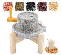 Moulin à grains manuel pour farine de blé, lait de soja et pâte de sésame - Moulin en pierre de granit naturel avec support pour tofu maison et cuisine saine