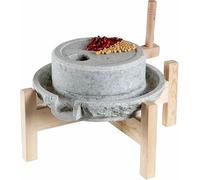 Moulin à grains manuel pour farine - Moulin à grains en pierre avec cadre en bois pour moudre sec/humide du grain, des haricots, de l'orge et des épices