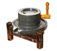 Moulin à Grains Manuel pour Farine, Moulin à pierre fait main avec support en bois vintage, idéal for moudre le blé, le riz et les amandes.(22cm/8.7in)