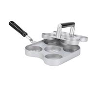 Moulin à hamburger - 37 x 18,5 x 8,5 cm Presse à plat, anti-adhésif en d'aluminium, design robuste à 5 grilles avec poignée en bois | Accessoires de barbecue pour des barbecues parfaits