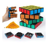 Moulin à herbe cube magique - 3 couches avec dents tranchantes et grattoir à pollen pour herbes, épices, café - Mini broyeur en plastique