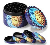 Moulin à herbes en métal avec grattoir à pollen - 63 mm - En alliage de zinc - Avec dents tranchantes - 2 pièces - Avec grattoir