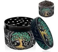 Moulin à herbes, Pollen Grinder Crusher pour herbes, épices, Herb, café, moulin en métal avec Pollen Scraper - design arbre 2”(5cm)