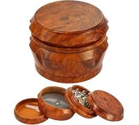 Moulin à Herbes, Premium Grinder Moulin à épices en Bois Collecteur de Pollen Avec Couvercle Magnétique et Collecteur de Pollen 4 Pièces (Dark,2.5 X 1.8 inch)