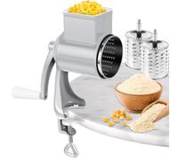 Moulin à noix manuel avec 2 lames de tambour amovibles, moulin à cacahuètes manuel avec manivelle en acier inoxydable, moulin à noix, moulin à amandes, pour maïs, épices, fromage, concombres, carottes