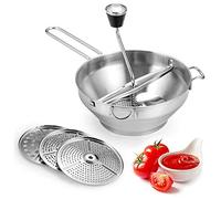Moulin à nourriture de 20 cm avec 3 disques perforés interchangeables en acier inoxydable pour sauce tomate, compote de pommes, purées, soupe, confiture, sauces pour bébé porridge