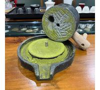 Moulin à Pierre 13cm X 20cm Pierre Bleue Petit Moulin à Thé, Manuel Broyeur à Herbes Machine à Broyer la Poudre, Outil de Broyage de Céréales Polyvalent pour Le Blé/Les Graines de Sésame