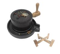 Moulin à pierre fait à la main avec cadre en bois et tige en acier inoxydable 304 - Design hygiénique - Parfait pour un usage domestique - 20 cm - Idéal pour broyer les céréales et les épices