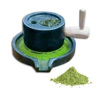 Moulin à pierre, moulin à thé à manivelle en granit naturel pour matcha, haricots, orge, épices, maïs (support inclus)