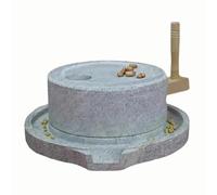 Moulin À Pierre Naturelle Fait Main, Moulin À Grains pour Farine, Facile À Nettoyer, Outil Traditionnel de Cuisine avec Manche en Bois, pour Épices, Soja, Riz(30+40cm/11.8+15.7in)